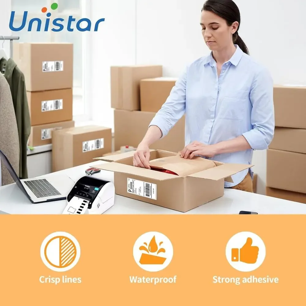 8-Pack Unistar - Brother QL Label Printer Continuous Label (2.4 in x 100 ft)